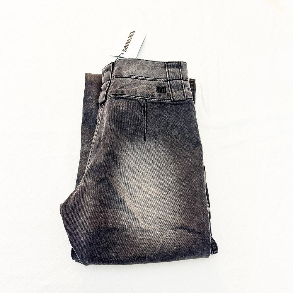 Saintart Lauren Denim Pant Gray Charcoal Wash Denim Jeans Raw Hem Size 0